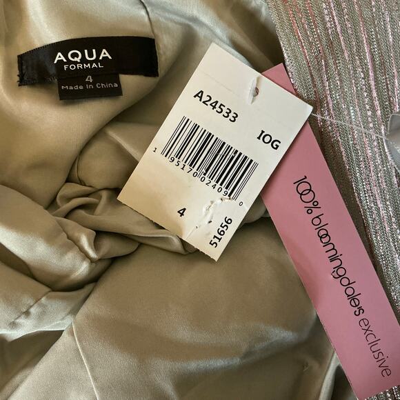 AQUA Women's Formal Dress Size 4 Pink Metallic Backless Long Evening Gown - Picture 9 of 13